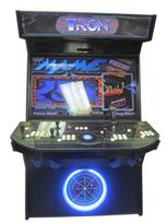 989 4-player, white buttons, blue trackball, black trim, tron joystick, spinner, tron